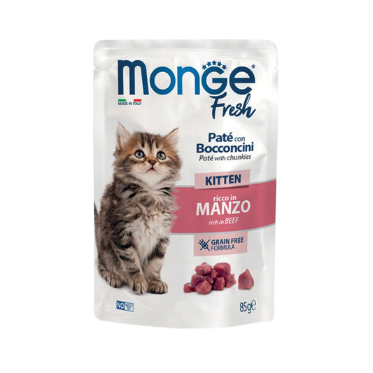 Monge Fresh Kitten Manzo Paté e Bocconcini 85g Bustina Gattini