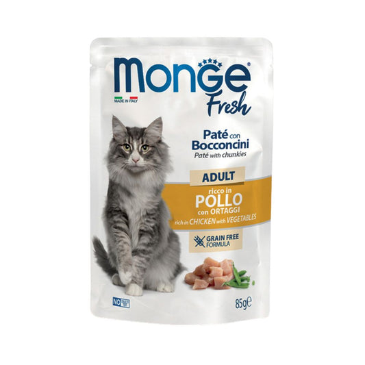 Monge Fresh Pollo e Ortaggi Paté e Bocconcini 85g Bustina Gatti Adulti