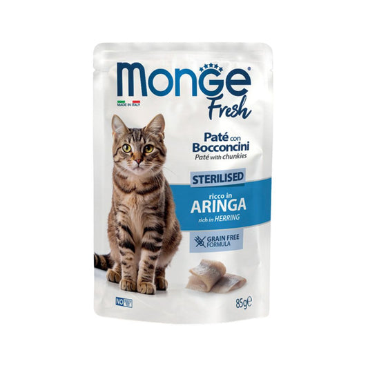 Monge Fresh Sterilised Aringa Paté e Bocconcini 85g Bustina Gatti Sterilizzati