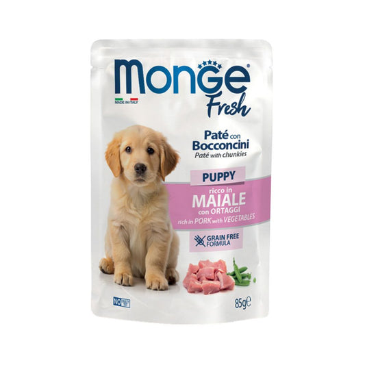Monge Fresh Puppy Maiale e Ortaggi Paté e Bocconcini 85g Bustina Cani Cuccioli