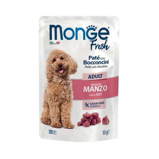 Monge Fresh Manzo Paté e Bocconcini 85g Bustina Cani Adult