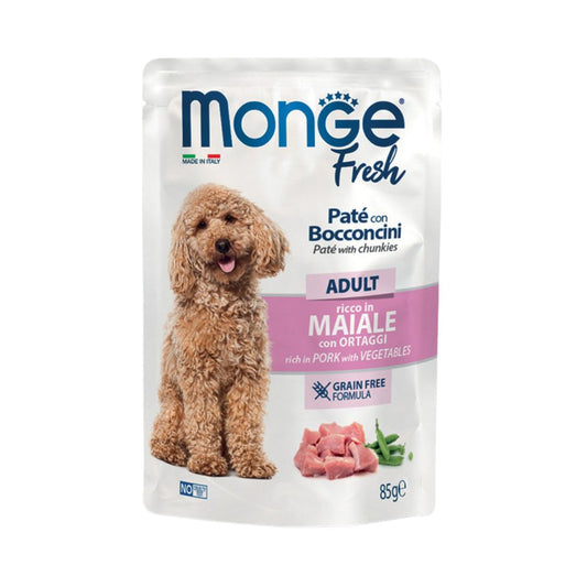 Monge Fresh Maiale e Ortaggi Paté e Bocconcini 85g Bustina Cani Adult