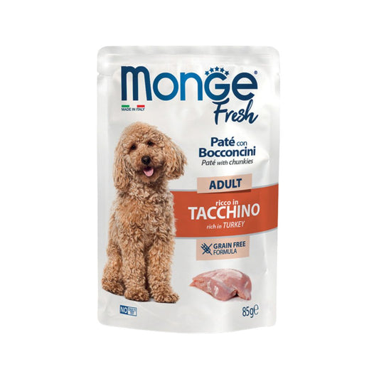 Monge Fresh Tacchino Paté e Bocconcini 85g Bustina Cani Adult