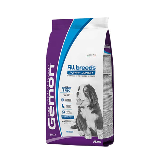 Monge Gemon Tonno e Riso 3Kg Crocchette Cani All Breeds Puppy e Junior