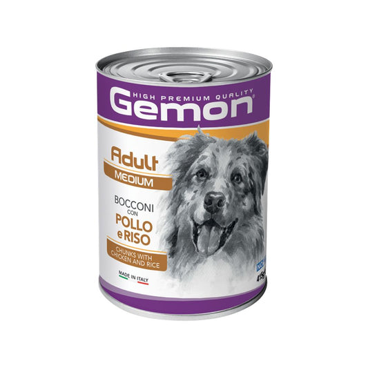 Gemon Medium Adult Bocconi con Pollo e Riso 415g Lattina Cani