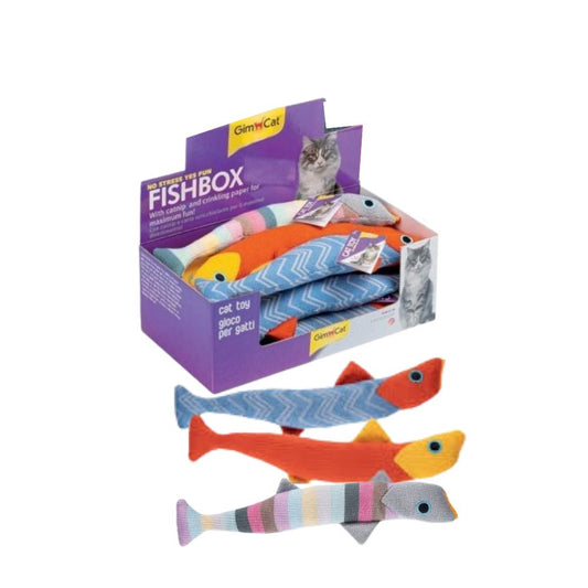 Gimcat Fishbox Pesciolino con Catnip Colori Assortiti 30cm Giochi Gatti