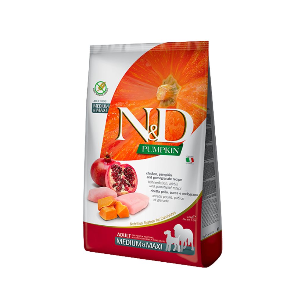 Farmina N&D Pumpkin Pollo e Melograno 2,5Kg Crocchette Cani Medium Maxi