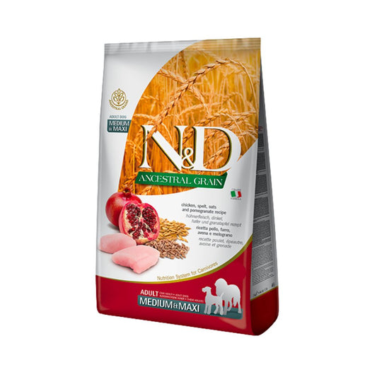 Farmina N&D Ancestral Grain Pollo Melograno 12Kg Crocchette Medium Maxi Adult
