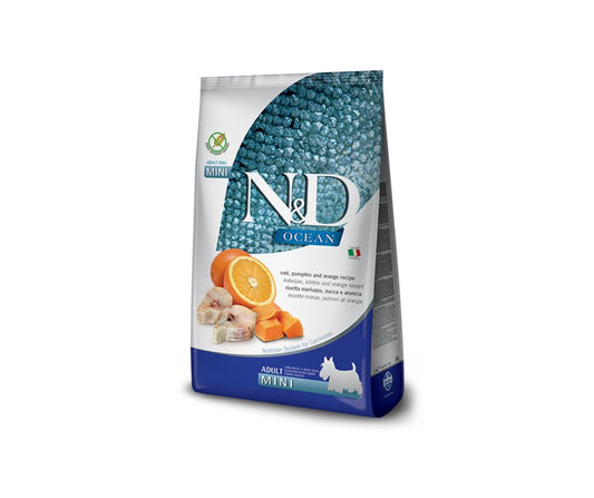 Farmina N&D Ocean Merluzzo Zucca Arancia 7kg Crocchette Cani Adult Mini - Animaliapet