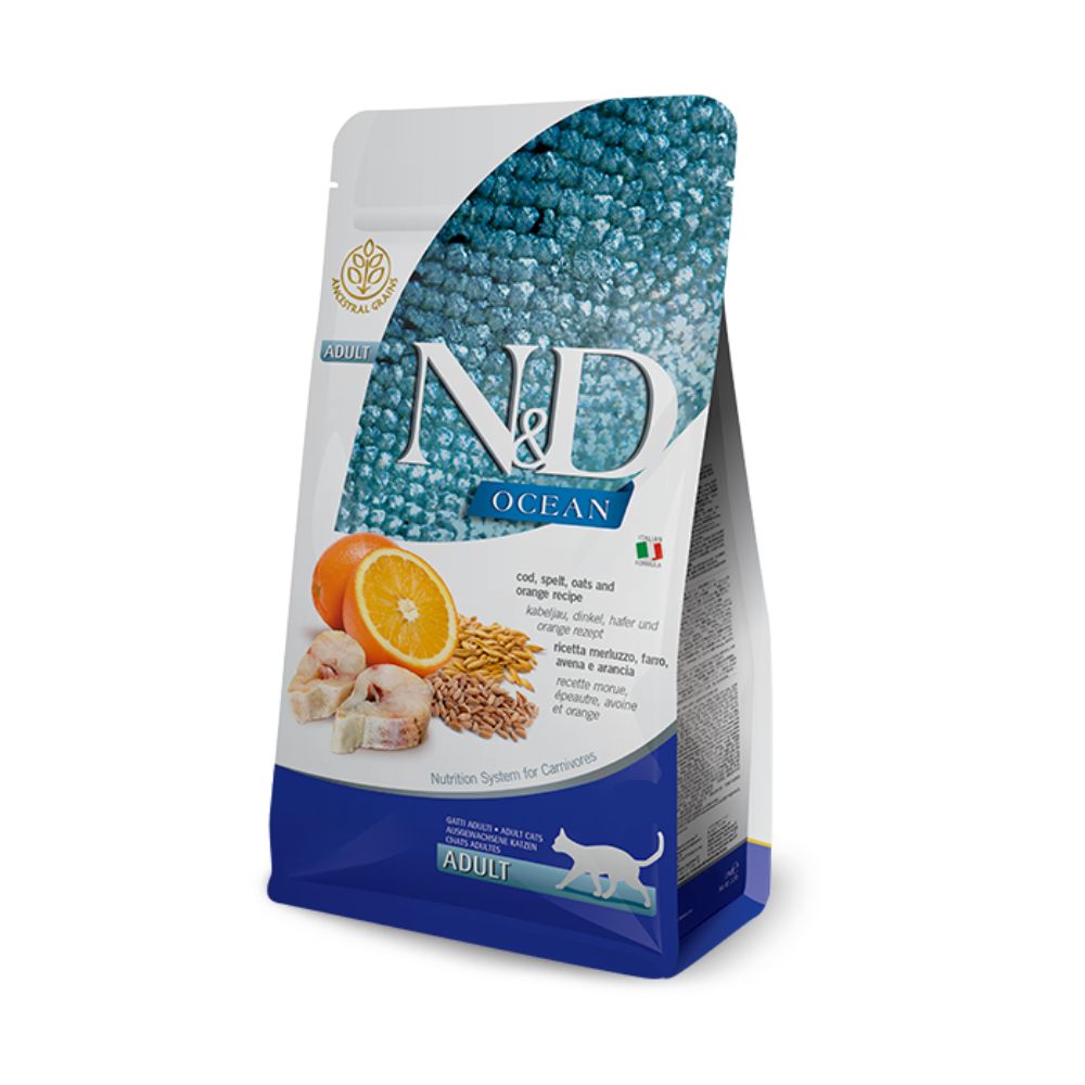 Farmina N&D Ocean Ancestral Merluzzo Arancia 5kg Crocchette Gatti Adult