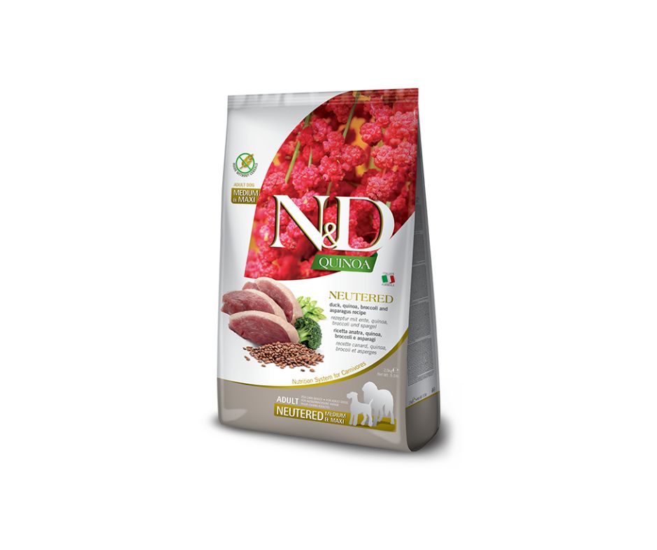 Farmina N&D Quinoa Neutered Anatra Broccoli e Asparagi 12kg Crocchette Cani Medium Maxi Adult Farmina