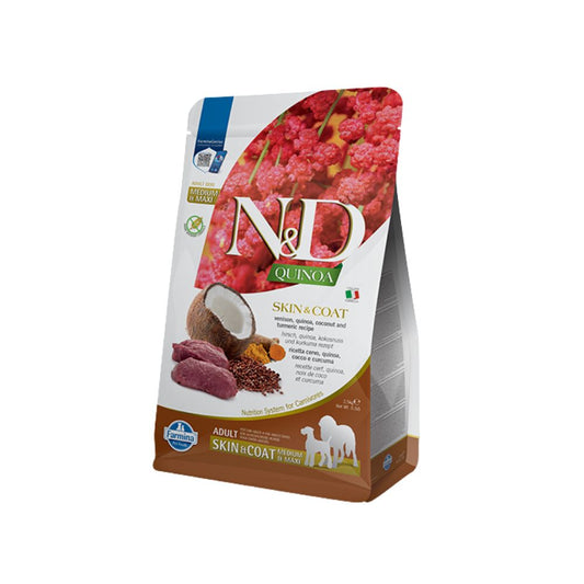 Farmina N&D Quinoa Skin & Coat Cervo 2,5kg Crocchette Cani Medium Maxi Adult