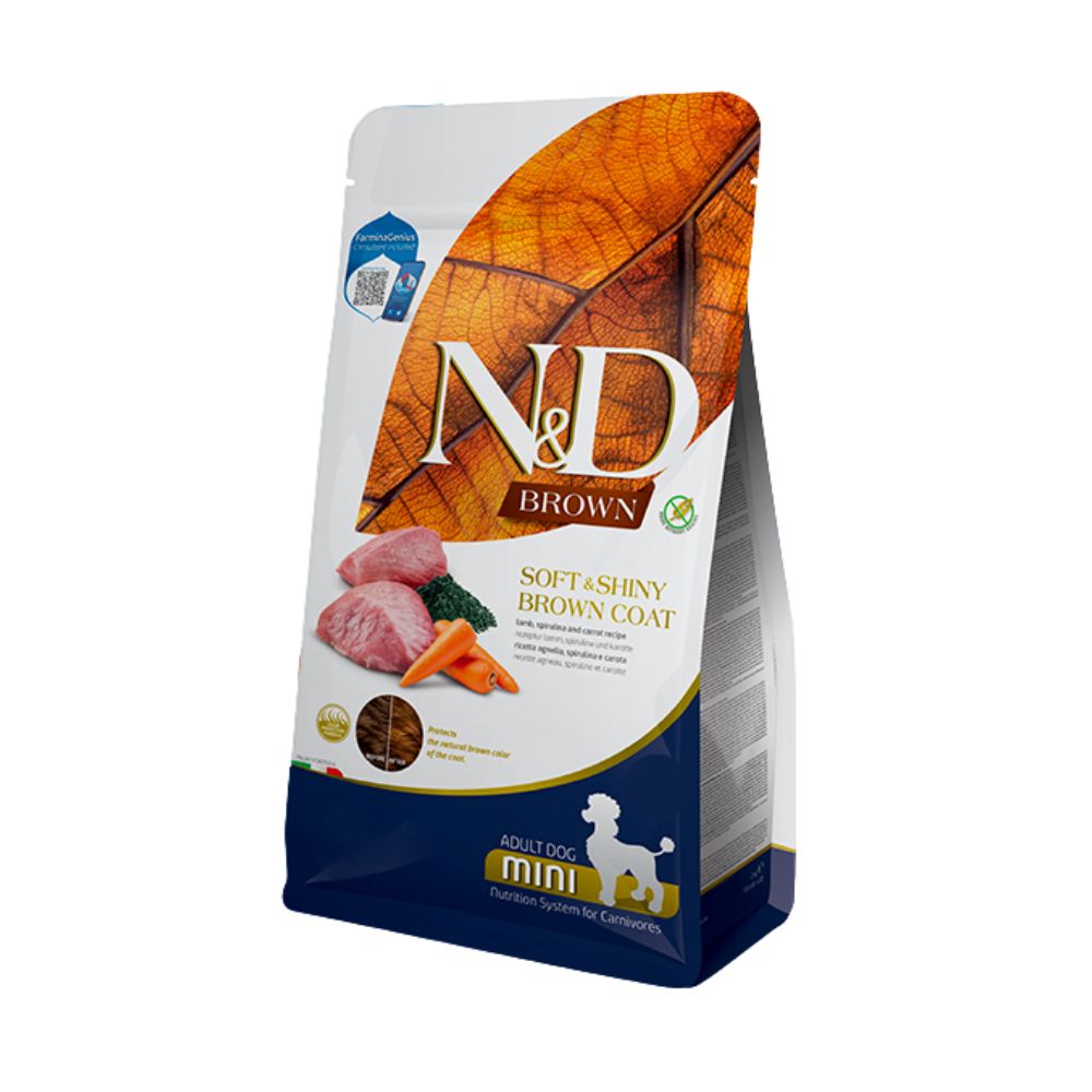 Farmina N&D Brown Agnello Spirulina e Carote 5kg Crocchette Cani Mini Adult