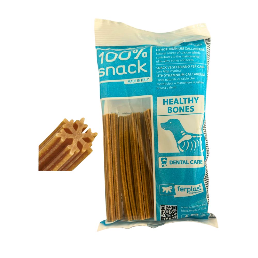 Ferplast Dental Snack 100% Vegetal SNOWFLAKE Lithothamnium M Cani 4pz 105g
