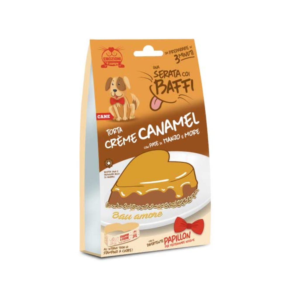 Una Serata Coi Baffi Torta Creme Canamel a Manzo e More Snack per cani 137g