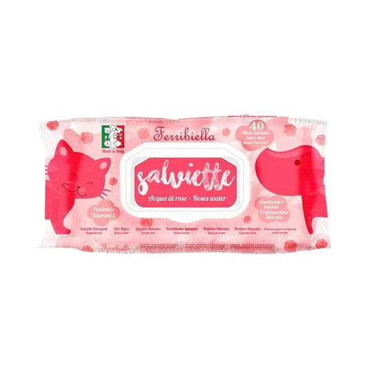 Ferribiella Salviette Acqua di Rose 40pz per Cani e Gatti Ferribiella