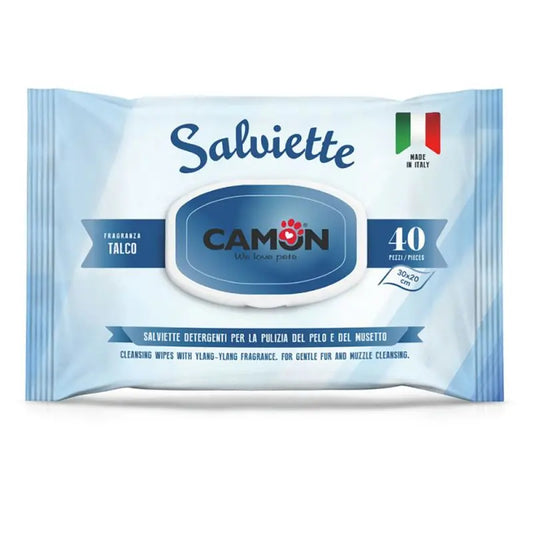 Camon Salviette Detergenti Talco 40pz Cani e Gatti - Animaliapet