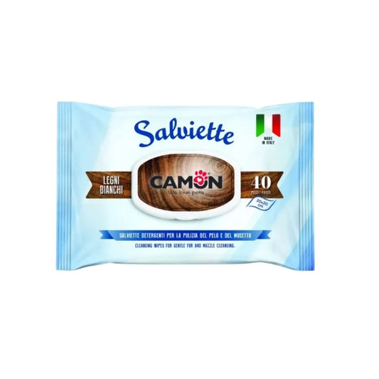 Camon Salviette Detergenti Legni Bianchi 40pz Cani e Gatti - Animaliapet