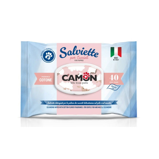 Camon Salviette Detergenti Cotone 40pz Cani e Gatti Cuccioli - Animaliapet