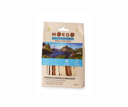 Mordo Striscie di Anatra e Merluzzo Snack Cani 80g - Animaliapet