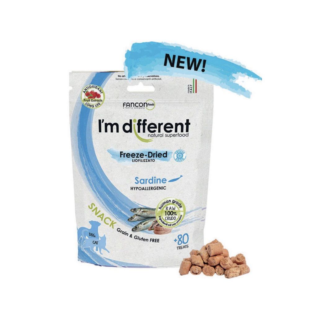 Im Different Freeze-Dried Liofilizzato Sardine 40g Snack per Cani e Gatti