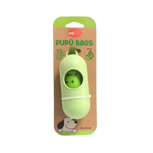 Pupù Bags Dispenser Porta Sacchetti Igienici a Menta Cani e Cuccioli