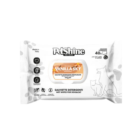 PetShine Salviette Detergenti Vanilla Sky per Cani e Gatti 40pz
