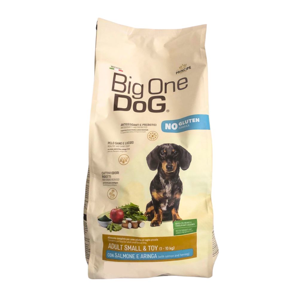 Big One Dog Salmone e Aringa 2kg Crocchette Cani Adulti Small e Toy No Gluten