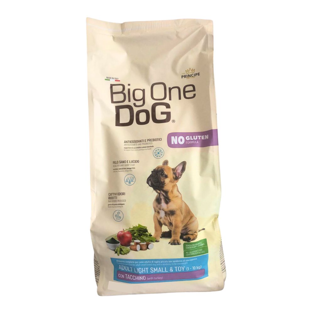 Big One Dog Light Tacchino 7kg Crocchette Cani Adulti Small e Toy No Gluten