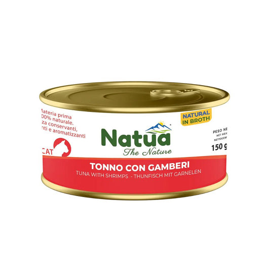 Natua Natural Tonno e Gamberi in Brodo 150g Lattina Gatti