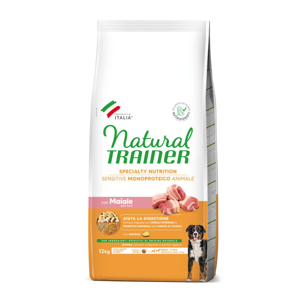 Trainer Sensitive Maiale Medium Maxi 12Kg Crocchette Cani Adulti