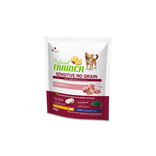 Trainer Sensitive Maiale No Grain 800g Crocchette Cani Small e Toy Adult
