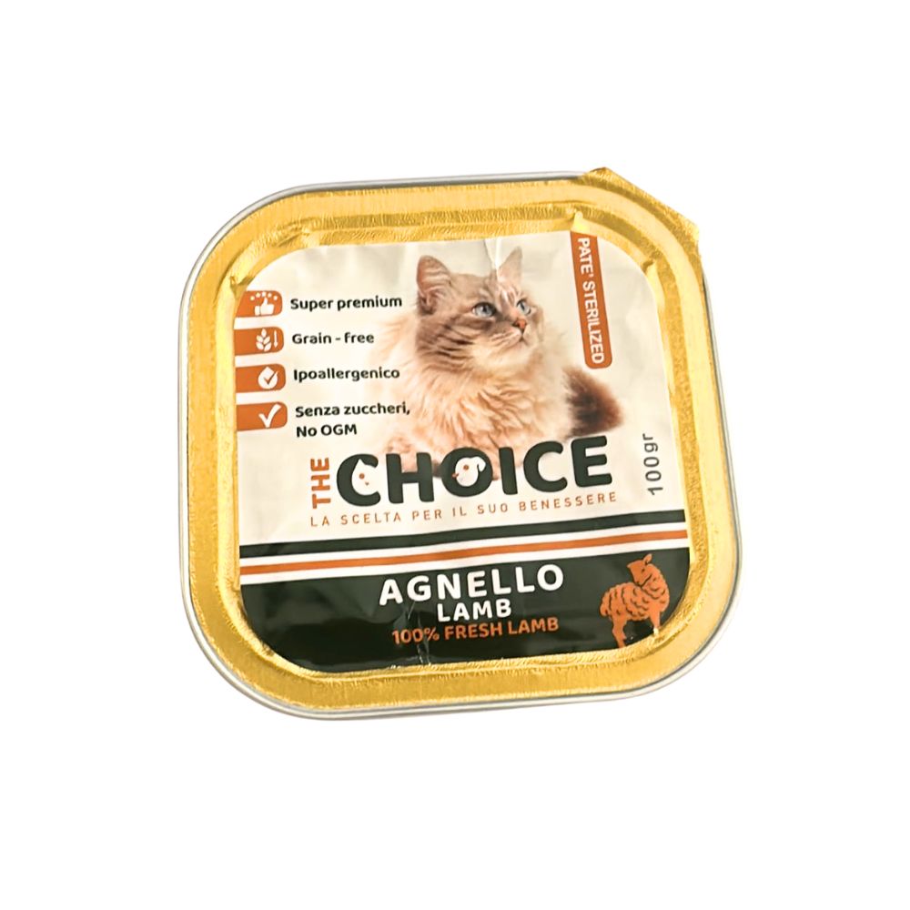 The Choice Patè Sterilized Agnello 100g Vaschetta Gatti Sterilizzati