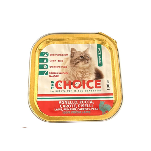 The Choice Patè Adult Agnello Zucca Carote e Piselli 100g Vaschetta Gatti Adulti