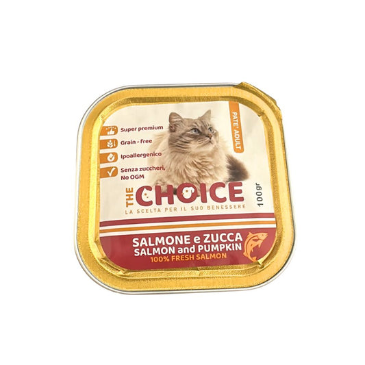 The Choice Patè Adult Salmone e Zucca 100g Vaschetta Gatti Adulti