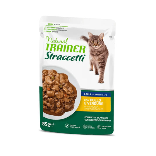 Trainer Natural Straccetti Pollo e Verdure 85g Bustina Gatti Adulti