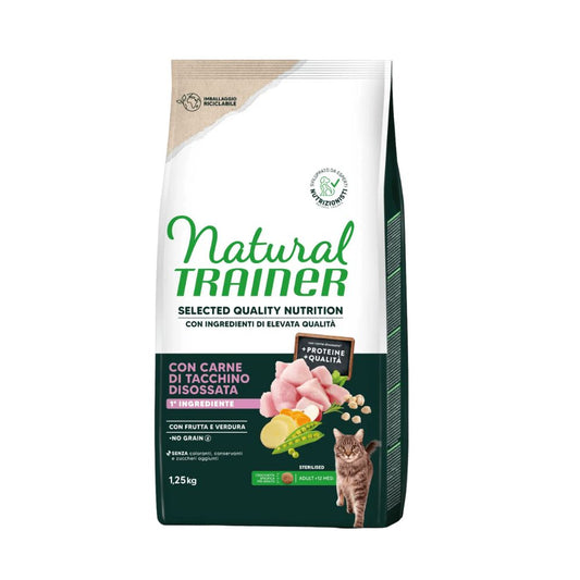 Trainer Natural Selected Quality Nutrition Tacchino 1,25kg Crocchette Gatti Sterilizzati Adult