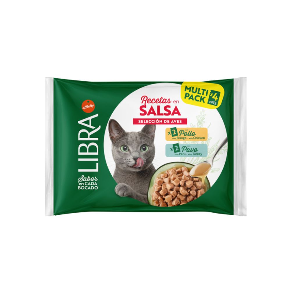 Libra Cat Bocconcini Pollo e Tacchino in Salsa 4x85g Multipack Bustine Gatti Adulti