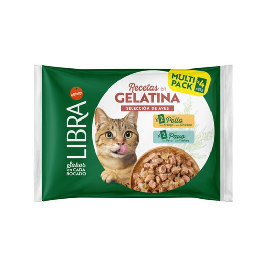 Libra Cat Bocconcini Pollo e Tacchino in Jelly 4x85g Multipack Bustine Gatti Adulti