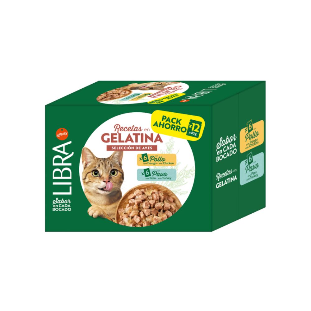 Libra Cat Bocconcini Pollo e Tacchino in Jelly 12x85g Multipack Bustine Gatti Adulti