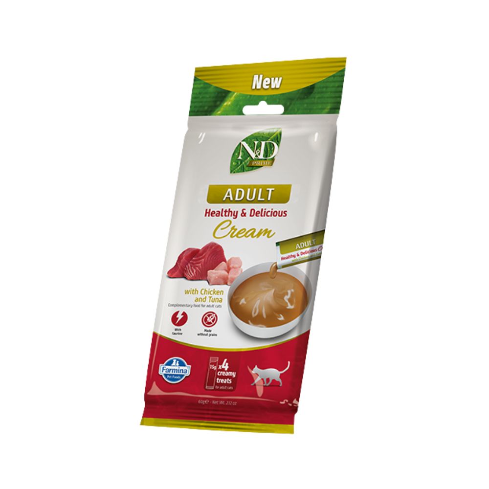 Farmina N&D Cream Prime Pollo Tonno 4x15g Snack per Gatti