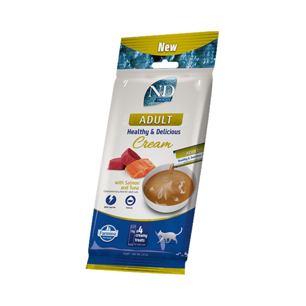 Farmina N&D Cream Ocean Salmone e Tonno 4x15g Snack per Gatti