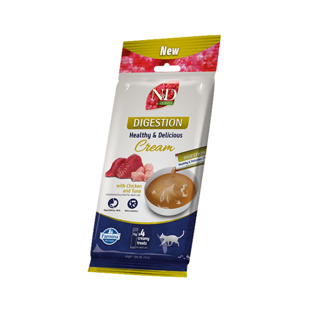 Farmina N&D Cream Quinoa Digestion Pollo Tonno 4x15g Snack per Gatti