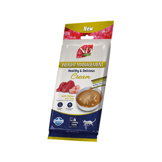 Farmina N&D Cream Quinoa Weight Management Pollo e Tonno 4x15g Snack per Gatti