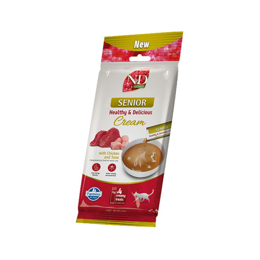 Farmina N&D Cream Quinoa Senior Pollo e Tonno 4x15g Snack per Gatti Anziani