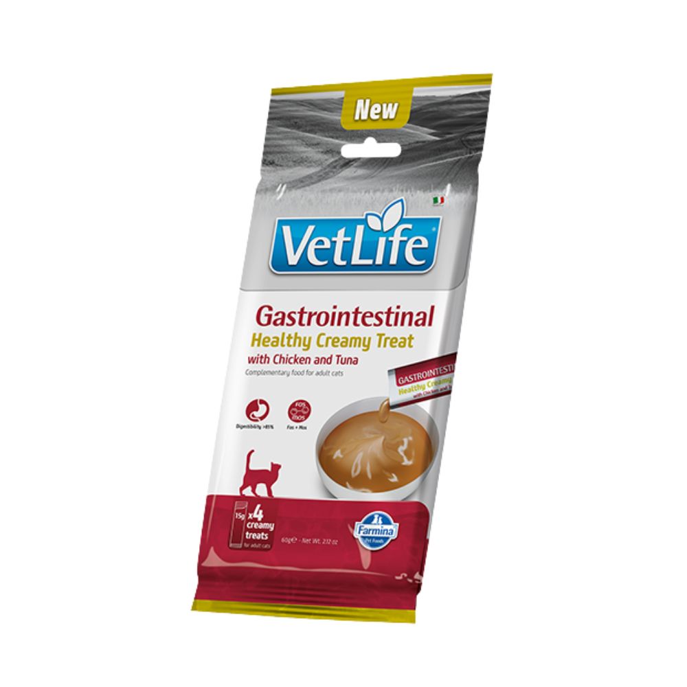 Farmina Vetlife Cream Gastrointestinal Pollo e Tonno 4x15g Snack per Gatti
