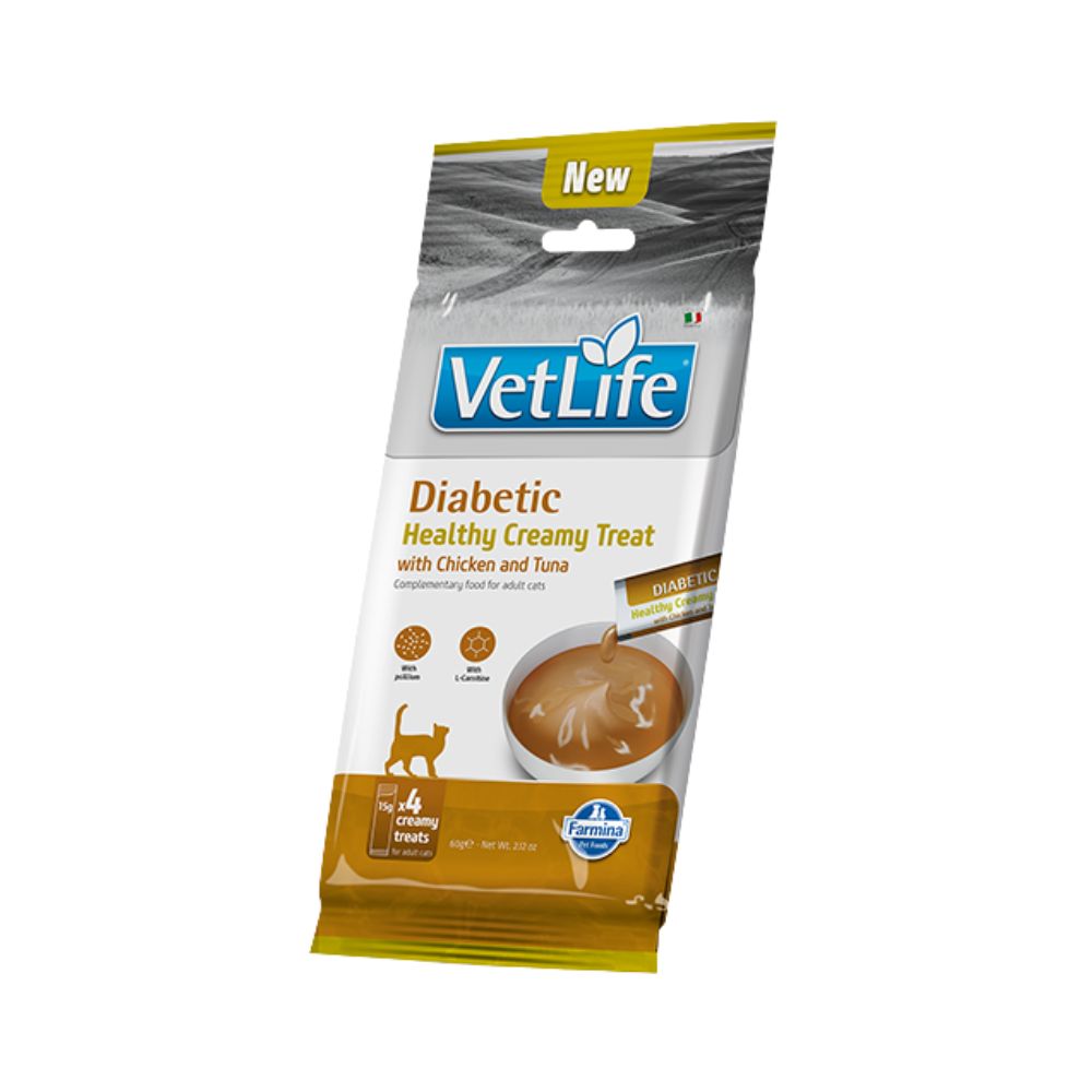 Farmina Vetlife Cream Diabetic Pollo e Tonno 4x15g Snack per Gatti