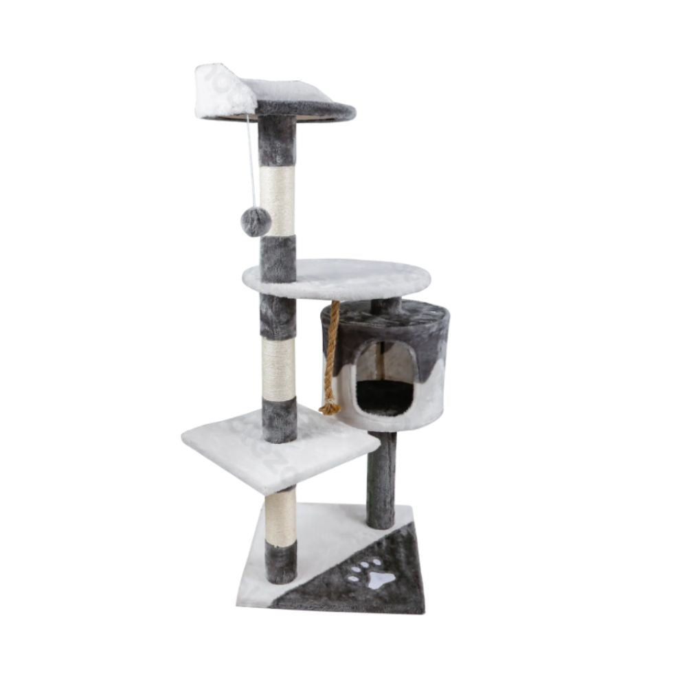 Nobleza Tiragraffi Albero Bianco e Grigio Gioco per Gatti 60x56,5xh111,5cm