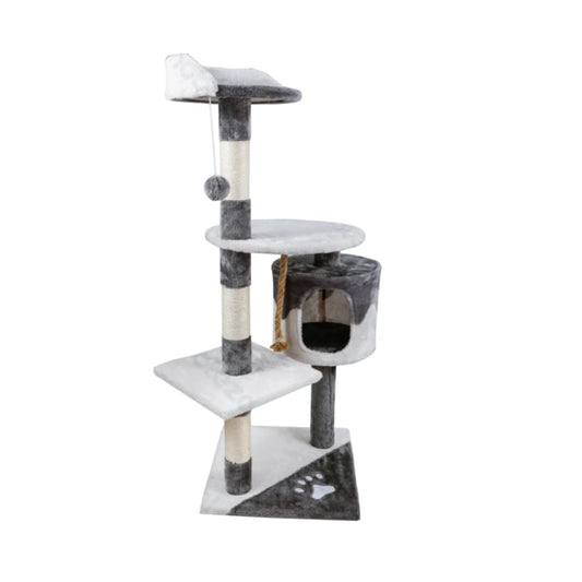 Nobleza Tiragraffi Albero Bianco e Grigio Gioco per Gatti 60x56,5xh111,5cm