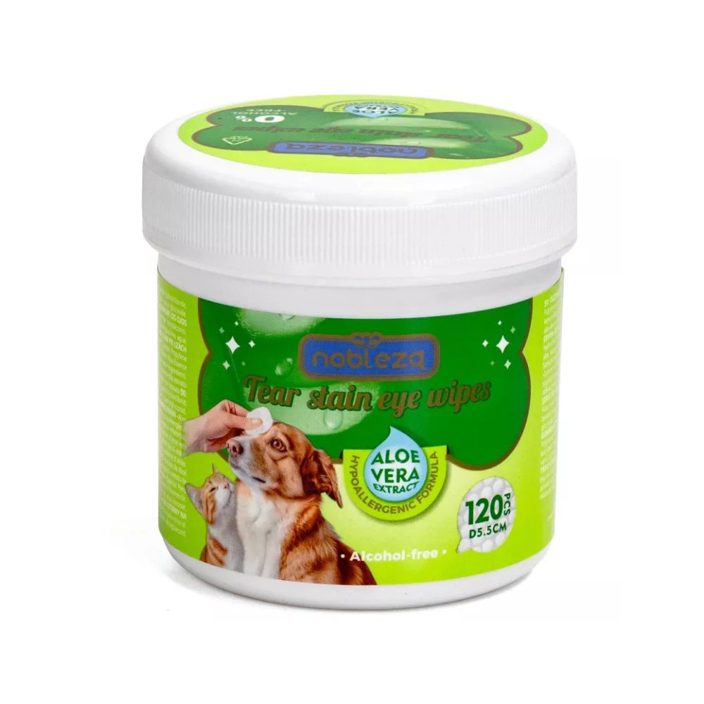 Nobleza Dischetti Detergenti Occhi Aloe Vera 120pz per Cani e Gatti